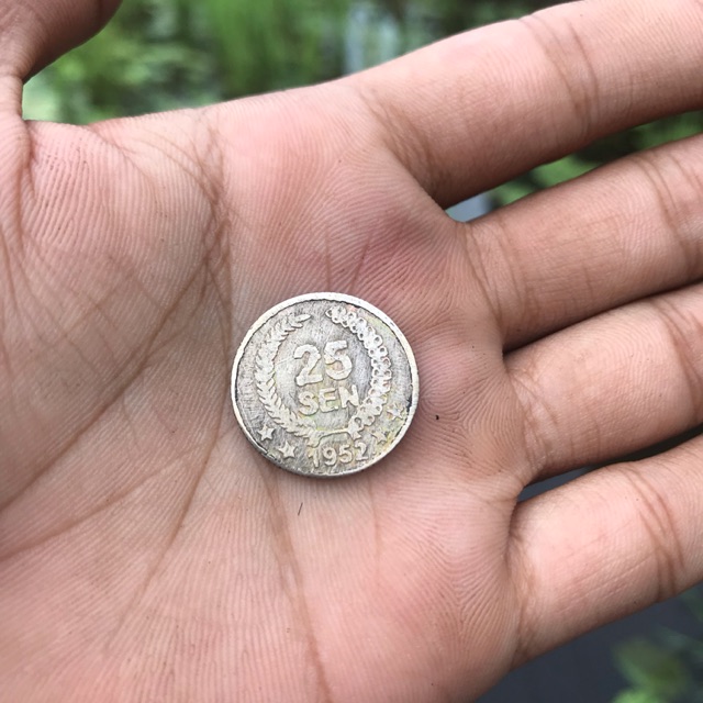 Koin Kuno 25 Sen DIPANEGARA 1952 Kapas dan Padi