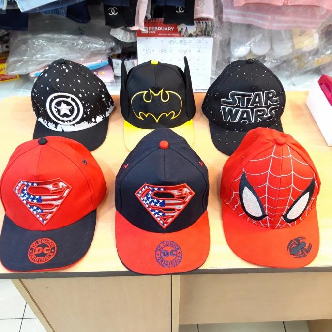 Topi anak cowok / laki laki import motif spiderman umur 2 - 7 tahun.