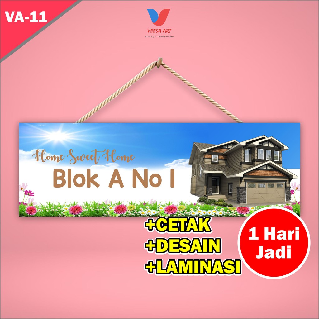 Dekorasi Pajangan dinding Hiasan Nomor Rumah request motif rumah shabbychic Petunjuk Arah alamat Papan Ruangan Nomer Alamat Tinggal Rumah Kantor Kayu Biru Putih Costom Tulisan