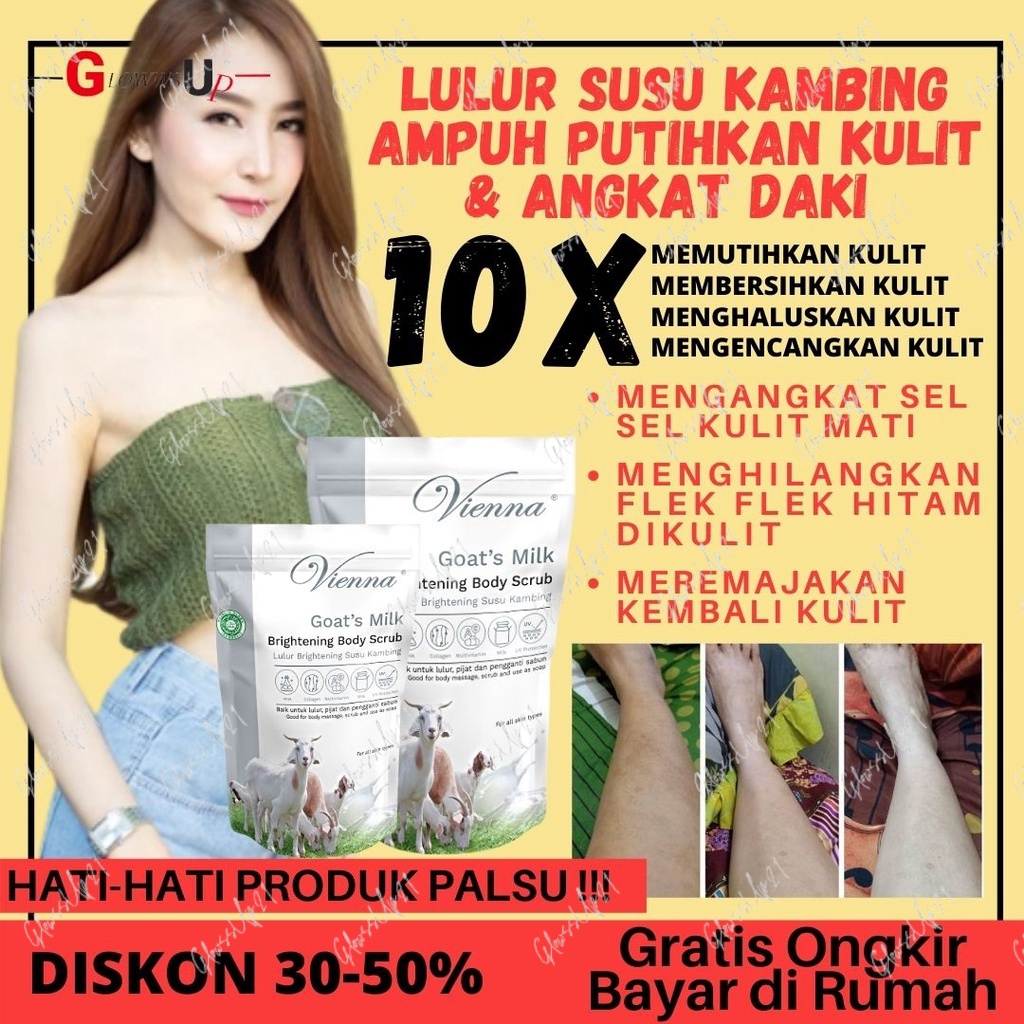 LULUR PEMUTIH BADAN - SCRUB BADAN - VIENNA SCRUB LULUR REFILL WHITENING SUSU KAMBING 1KG ORIGINAL BPOM