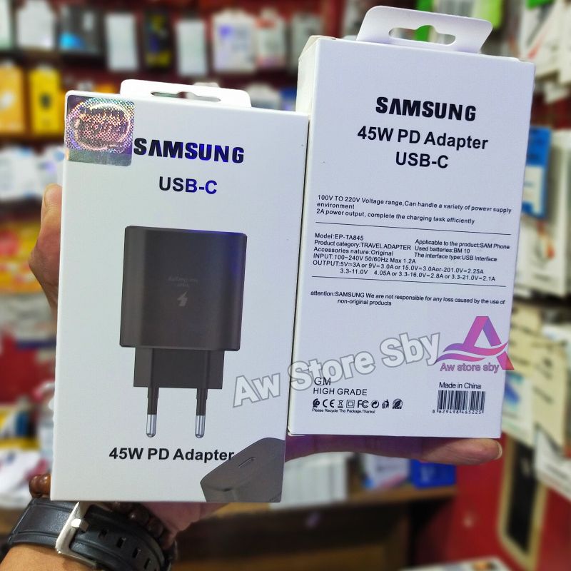45W Adapter/ Kepala Charger Samsung Usb Type C Super Fast Charge 45Watt S20 S21 FE A33 A53 A72 A52 A52S A51 A71 M33 M51 M52-5