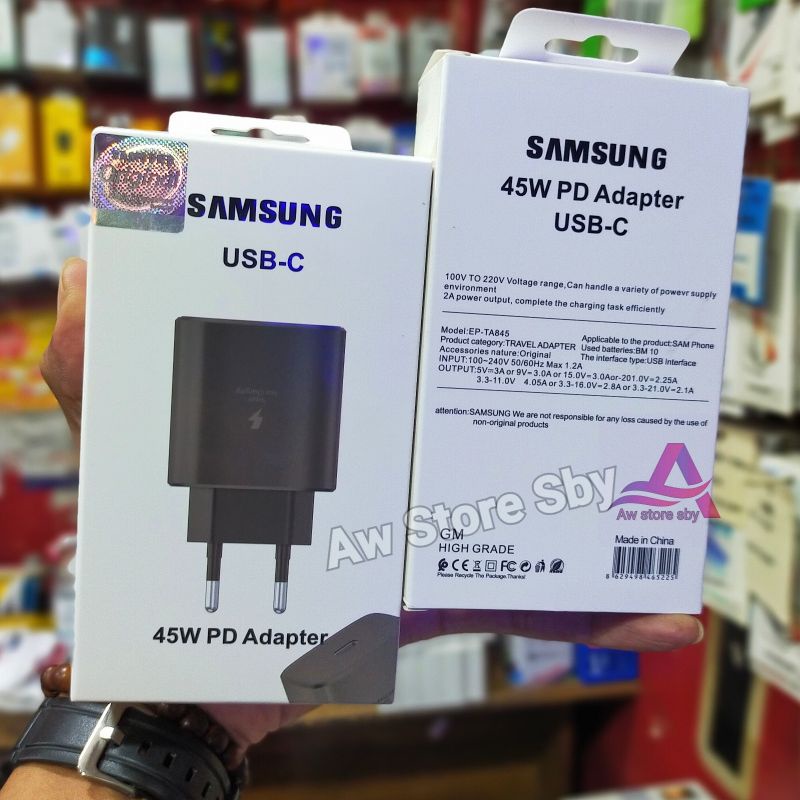 45W Adapter/ Kepala Charger Samsung Usb Type C Super Fast Charge 45Watt S20 S21 FE A33 A53 A72 A52 A52S A51 A71 M33 M51 M52