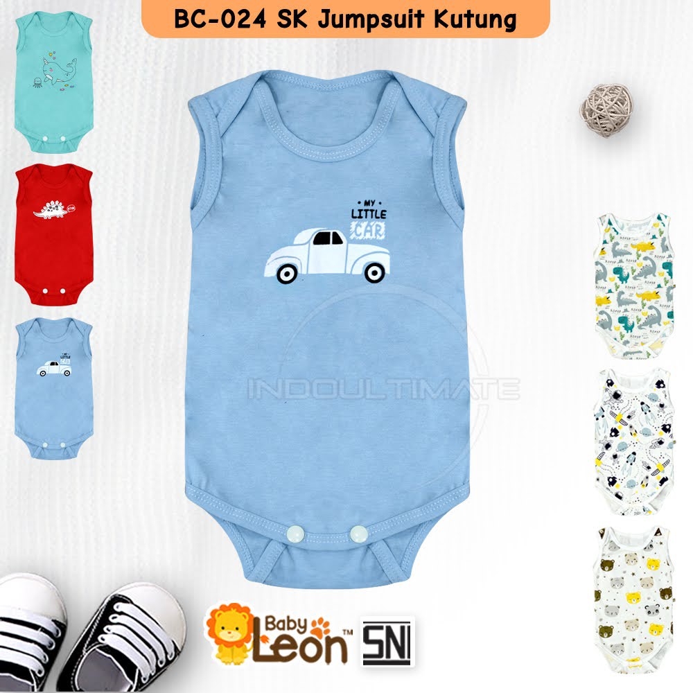 1pc Jumper Bayi Lengan Kutung COTTON BABY LEON Jumpsuit Anak Bayi Balita BodySuit Baju Bayi BC-024SK-Blue Car