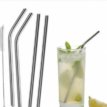 1 pc sedotan besi melengkung lurus / sikat sedotan stainless ecofriendly / stainless steel straw / sedotan boba