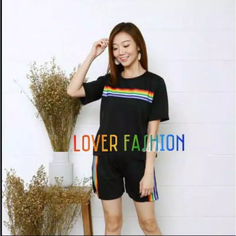 LoverFashion Set Kaos Pita Rainbow Dewasa XL