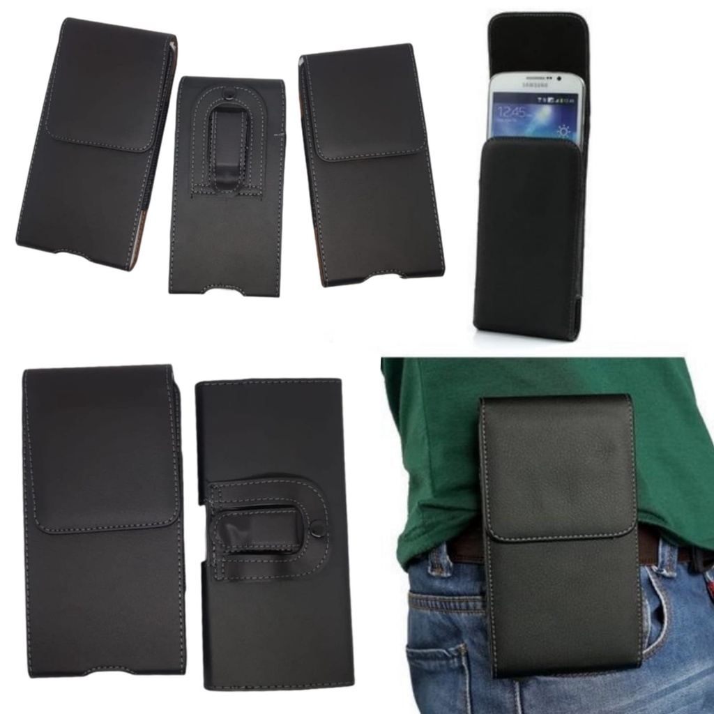 LC PINGGANG SARUNG HP Kulit Klip Jepit 5.0 - 6.5 Inch