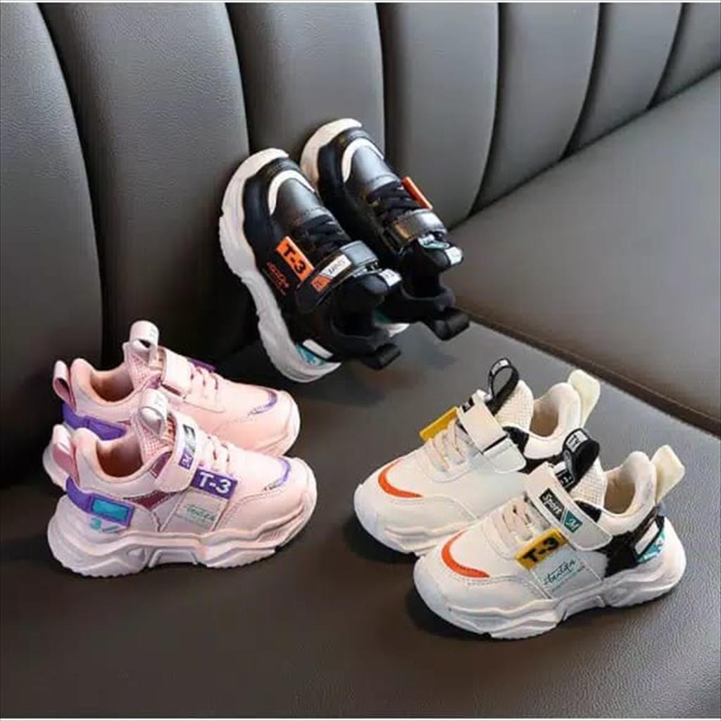 Juragan Junior [COD] Sepatu T3 Non LED Casual Sneakers Anak Size 21-30 Usia 1-5 Tahun