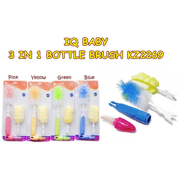 IQ Baby Sikat Botol Susu Bayi 3in1 - Sikat  Spons Nipple Brush 3 in 1