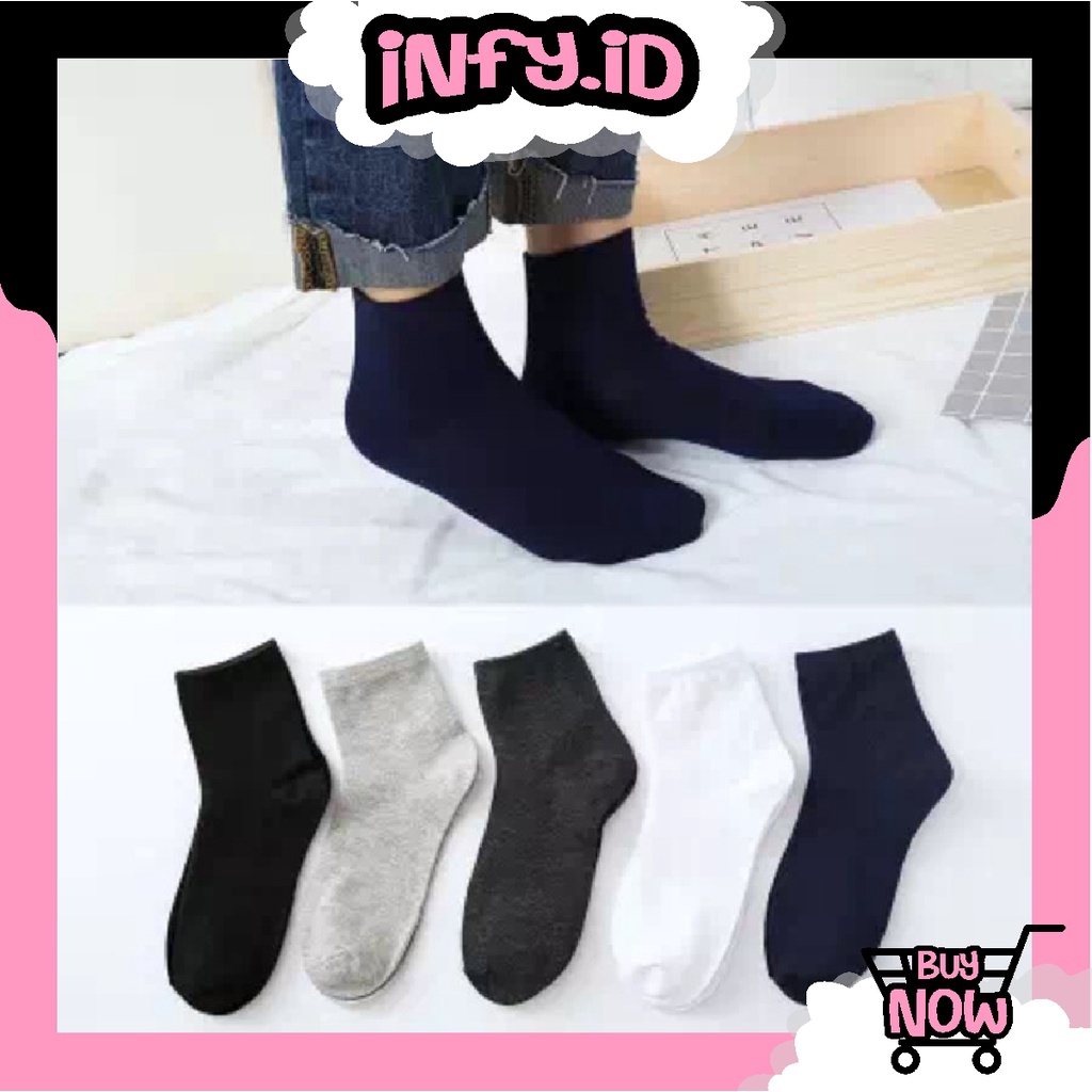 INFY - R569 Kaos Kaki Pendek Polos Pria Wanita Dewasa Kaos Kaki Kerja Kantoran Unisex