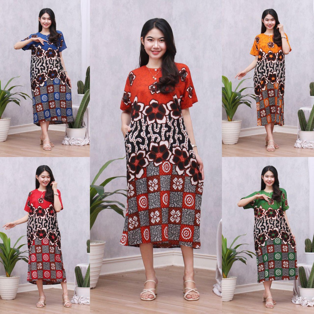 Daster Batik Lengan Pendek - Motif Daun - Leher Kancing (DPT001-133) Batik Prass-8