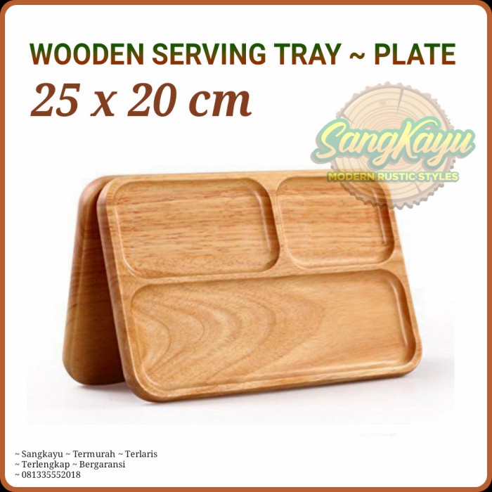 Nampan kayu jati mahoni Wood serving tray kayu piring nampan saji - Kayu mahoni