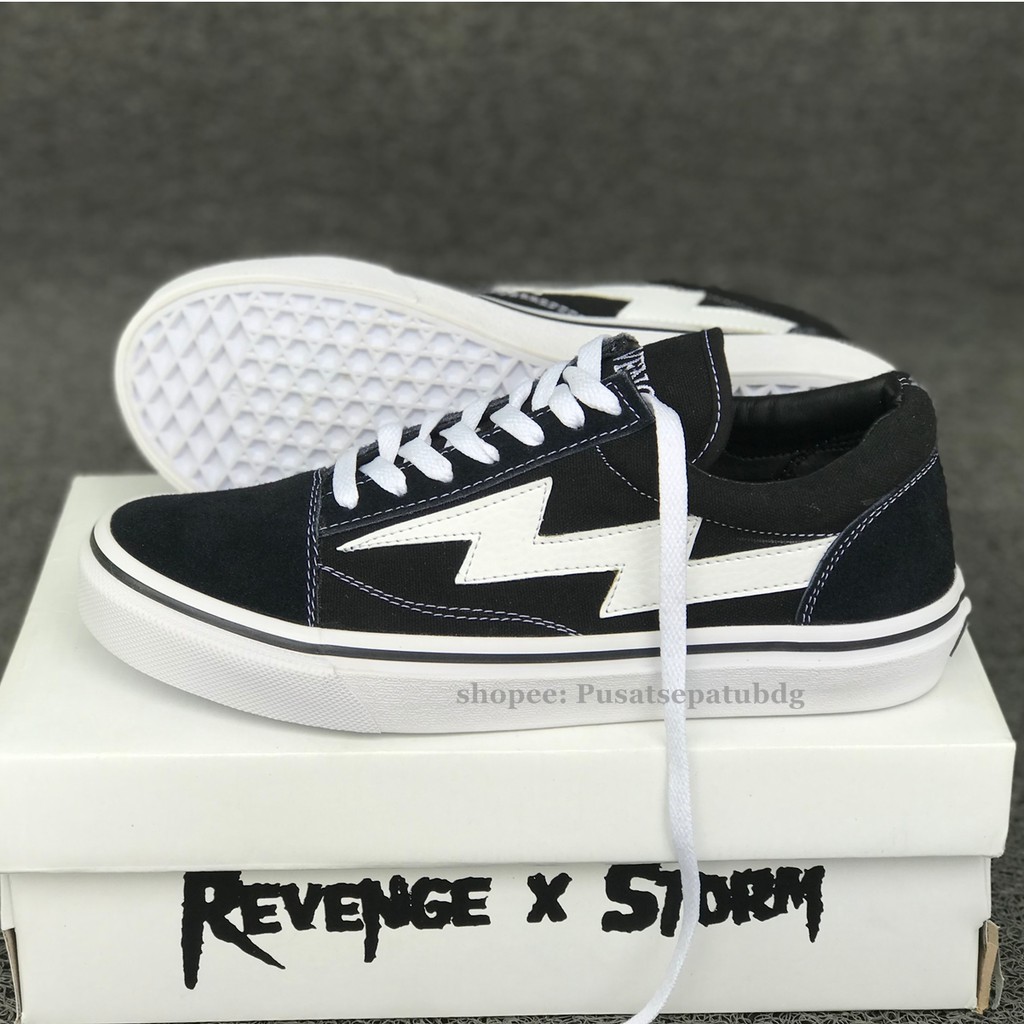 TERLARIS SEPATU REVENGE X STORM BLACK WHITE OLDSKOOL PREMIUM