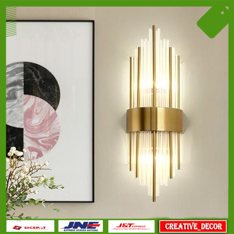 Lampu Dinding Kamar Aesthetic Impor Modern Restaurant Crystal Wall Lamp Creative Art Loft Aisle Ligh