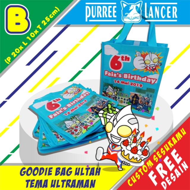 

Goodie Bag Custom Tema ultraman Tas Souvenir Tangan Ulang Tahun Ultah Promosi Undangan ukuran B