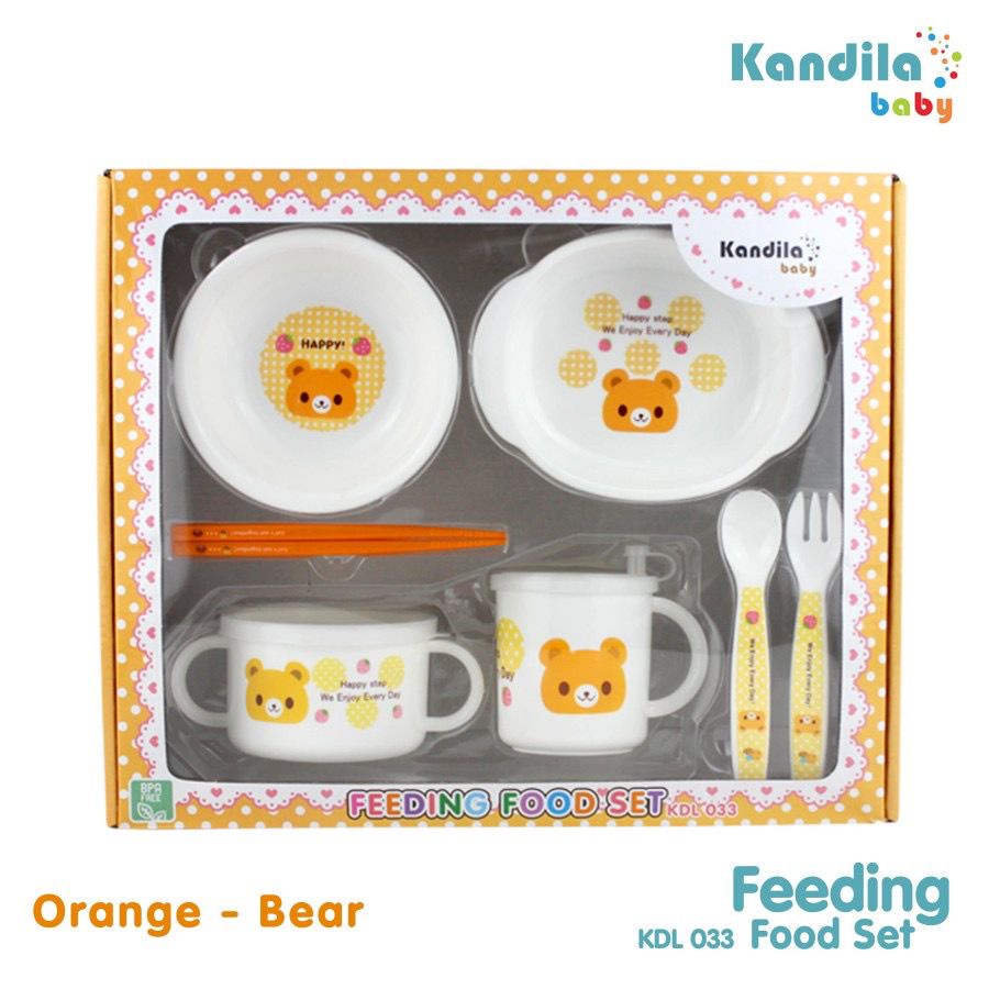 Kandila Baby KDL033 Feeding Fod Set - Mangkok / Piring / Gelas / Sendok Garpu / Sumpit Bayi - Alat Makan Bayi