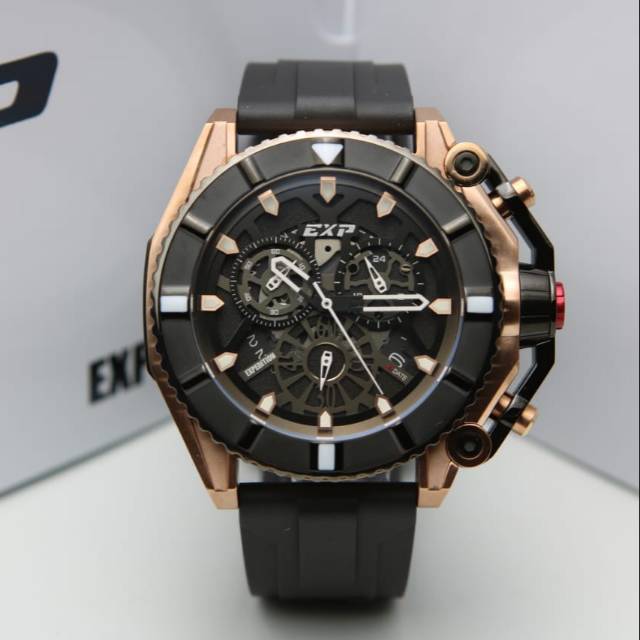 JAM TANGAN PRIA EXPEDITION EXP 3009 / EXP3009 ROSEGOLD BLACK ORIGINAL GARANSI RESMI  1 TAHUN