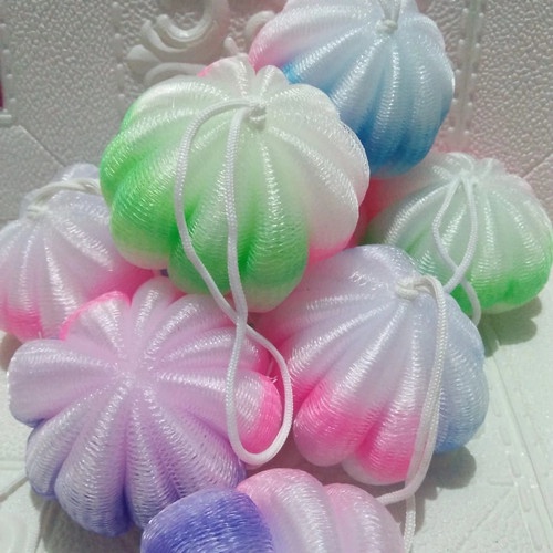 SPONS MANDI LABU SERIES PELANGI / SPON MANDI LABU PELANGI / SHOWER PUFF / Spons Mandi Labu / Bath Sponge Labu / Spon Mandi Bulat / LABU SPONS DAN KEPANG MANDI - BATH SPONGE LABU