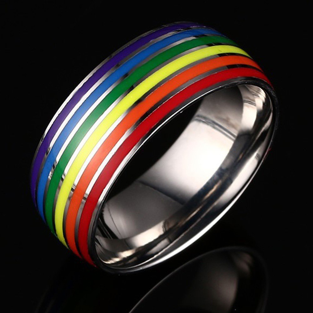 Cincin Titanium Steel Warna Pelangi