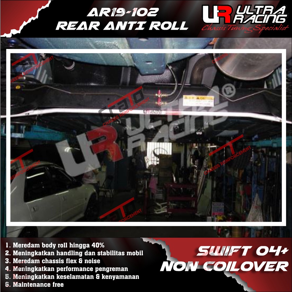 Aksesoris Stabiliser ULTRA RACING Safety Bar - Swaybar - Rear Anti Roll 19MM - Suzuki Swift 04+ Non 