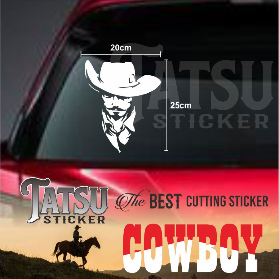 STIKER CUTTING - STICKER KACA MOBIL PINTU BODY - WAJAH COBOY SILUET