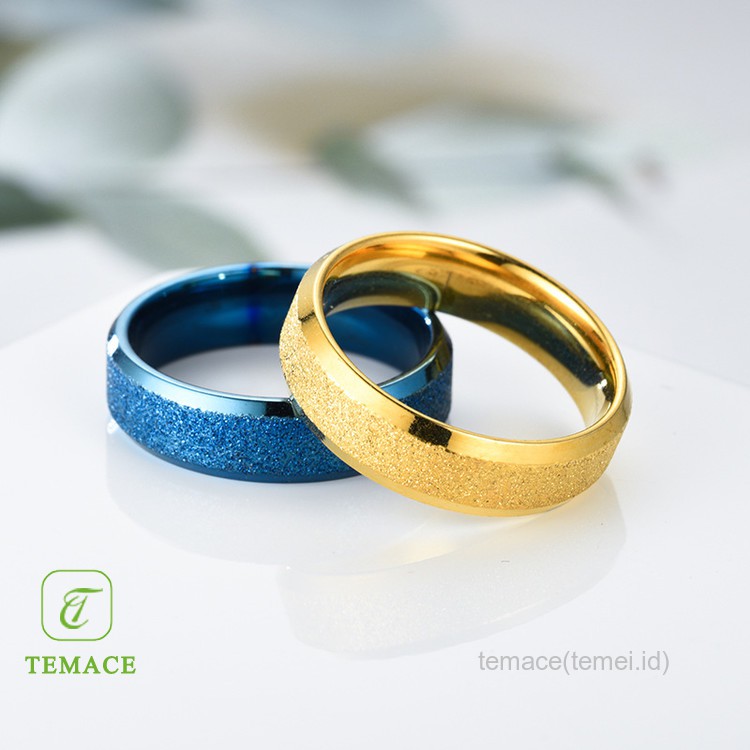 Cincin Couple Tunangan Nikah Kawin Ukir Nama Gold Titanium