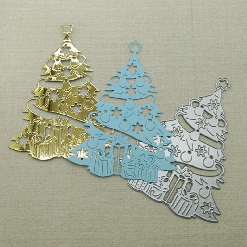 Cetakan Stensil Cutting Dies Motif Pohon Natal Bahan Metal Untuk Scrapbook / Craft DIY