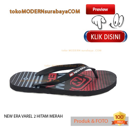 Sandal Pria jepit NEW ERA VAREL 2 HITAM MERAH Casual Karet Flip