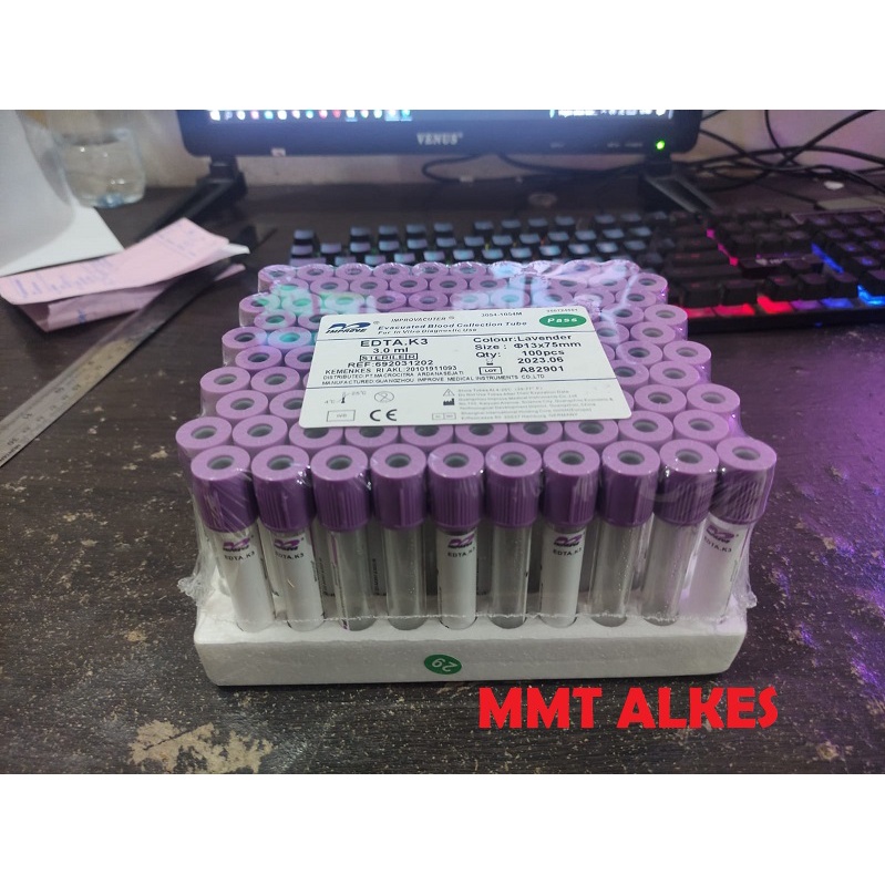 Tabung Darah K3 EDTA 3ml IMPROVE Blood Collection Tube Tabung EDTA Vacutainer EDTA