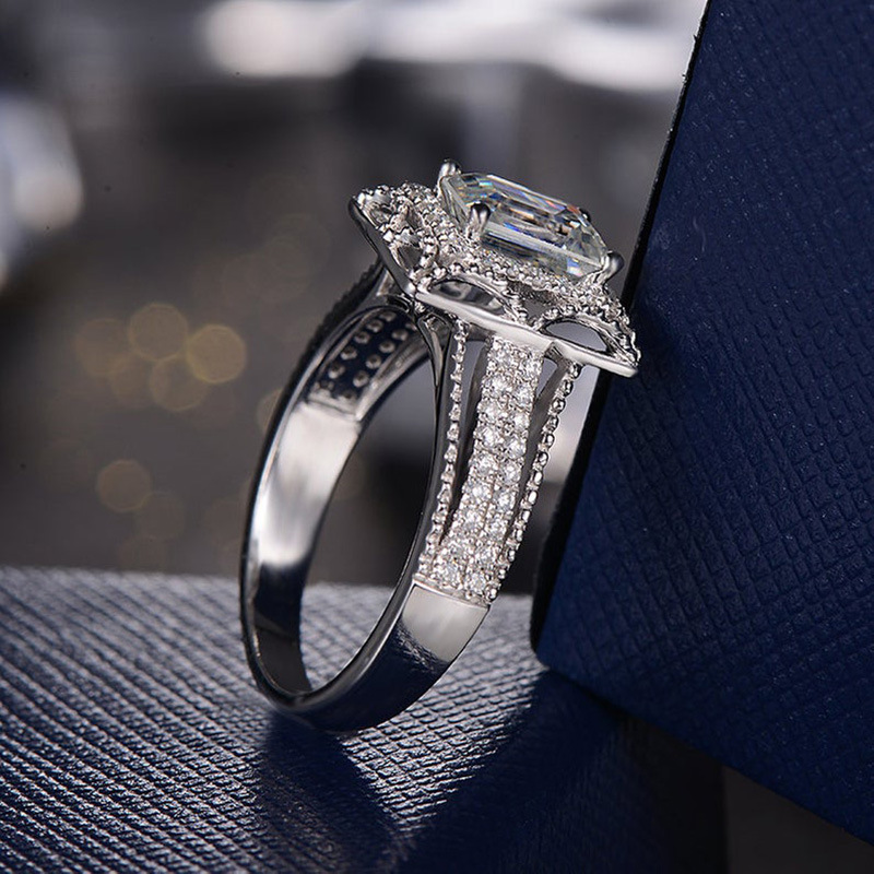 Cincin Kasual Wanita Kristal Mewah Sederhana S925 Berlian Perak Pertunangan Pernikahan Pengantin Platinum Aksesoris Perhiasan Fashion Rings