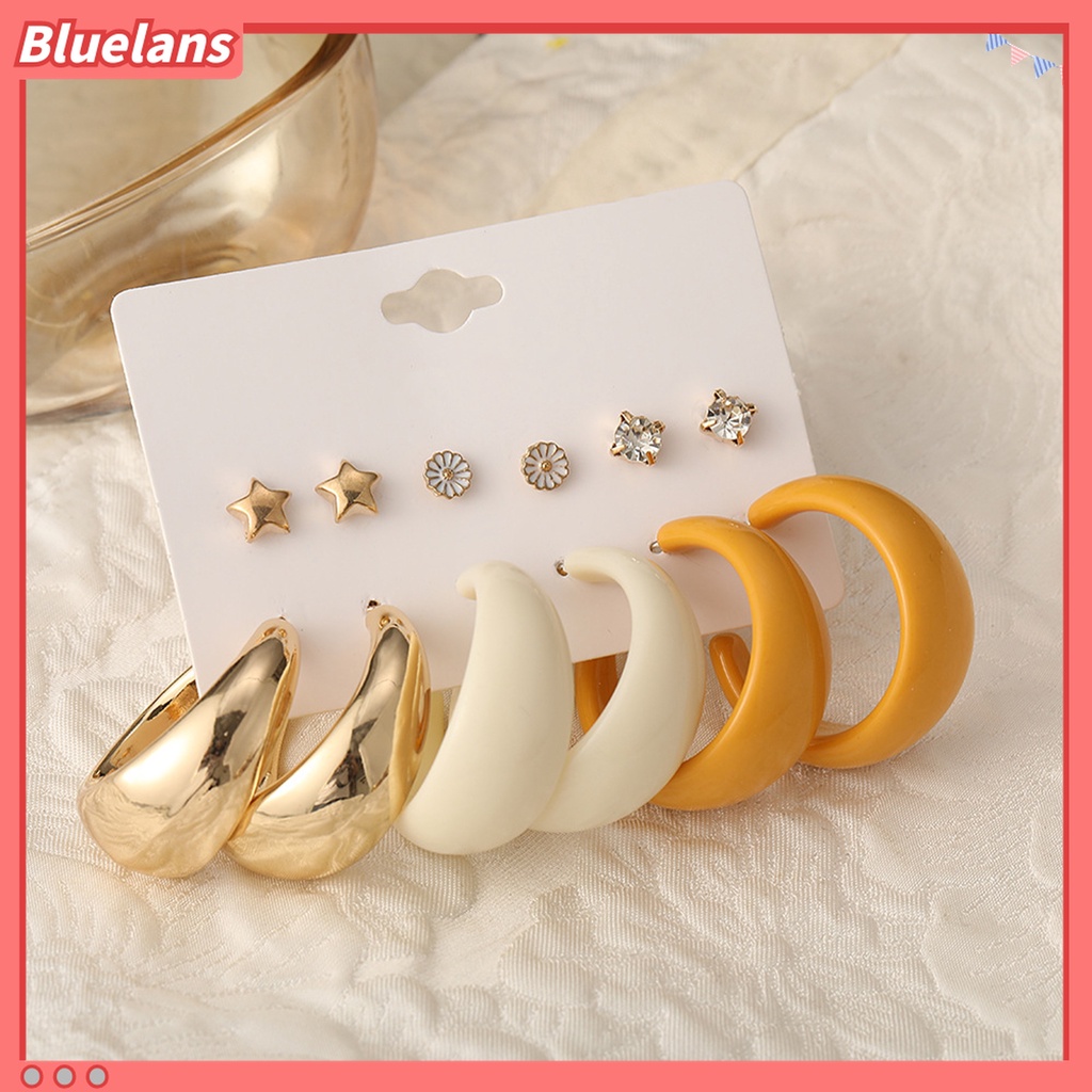 1 Set Anting Hoop Bentuk C Geometris Bahan Akrilik Untuk Harian