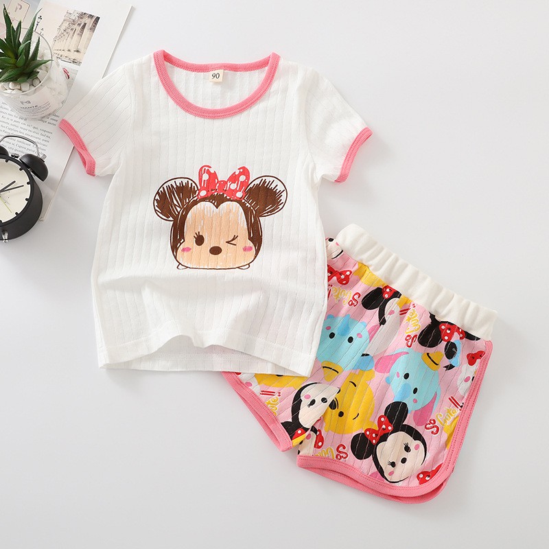 Baju Tidur Anak Setelan Kaos Tshirt Motif Tsum Tsum