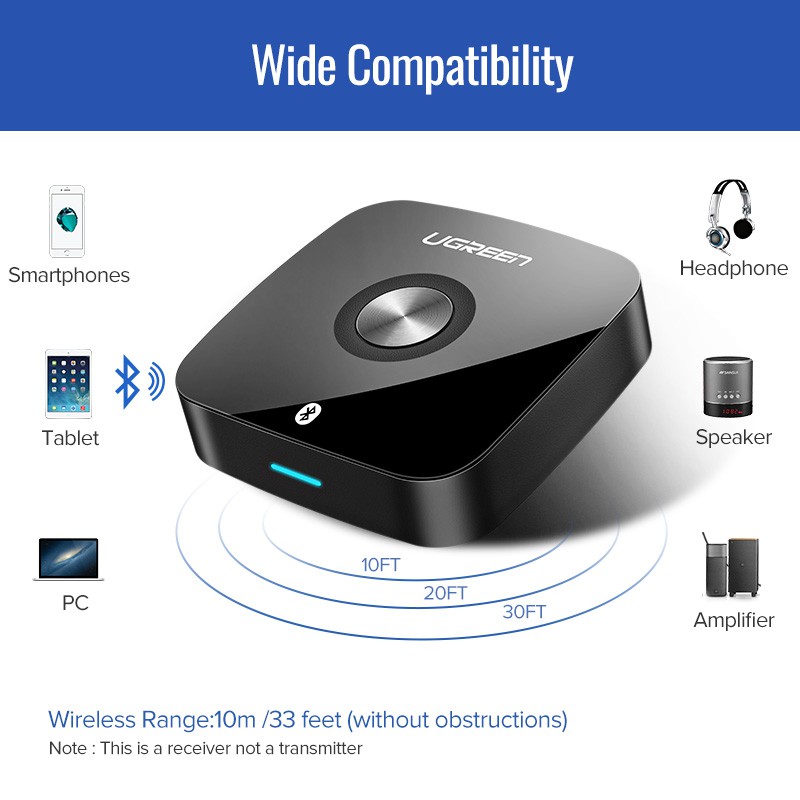 ○✢UGREEN 3.5 Bluetooth 5.0 Receiver aptX LL 3.5mm Jack Aux Wireless Adapter Music for TV Car Bluetoo