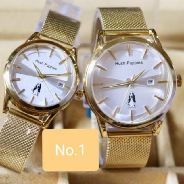 JAM TANGAN COUPLE HUSH PUPPIES HP2007 TALI MAGNET  TANGGAL AKTIF