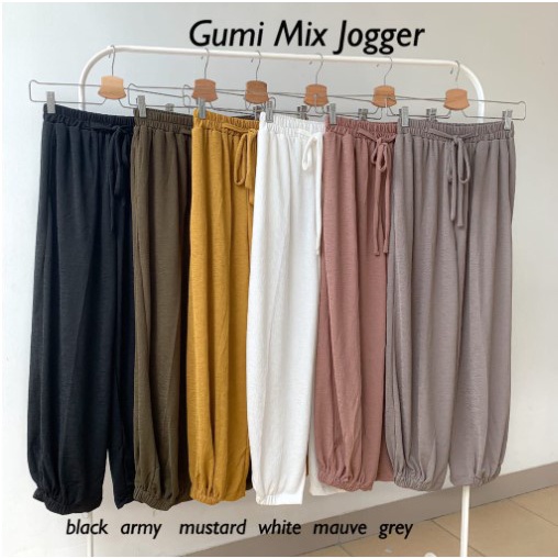 MakeGrosir - JOGGER POLOS BASIC / CELANA JOGGER POLOS WANITA GUMI