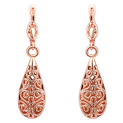 Hu Hu Hu Hu Hu Alat Bantu Pasang Kacamata♡ Anting Gantung Lapis Emas Model Tetesan Air Hollow Untuk Wanitapesta Cocktail