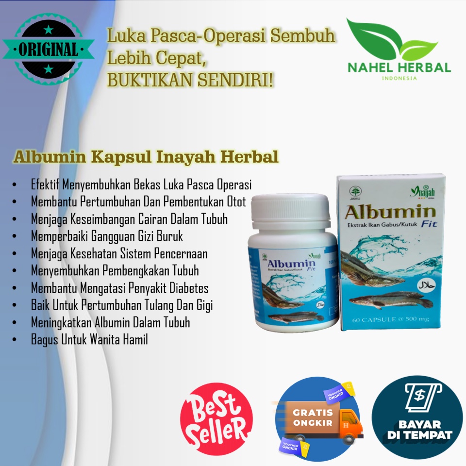 Gratis Ongkir & Bisa Cod - Obat Patah Tulang - Asli Kapsul Kutuk Albumin Minyak Ikan Gabus - Luka