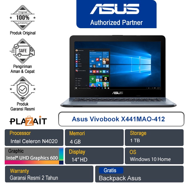 Asus Vivobook X441MAO-412 Celeron N4020/4GB/1TB HDD /W10
