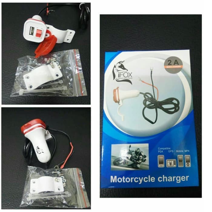 Charger Motor Aki Usb Plug iFOX Casan Accu Hp WaterProof Anti Air Grab