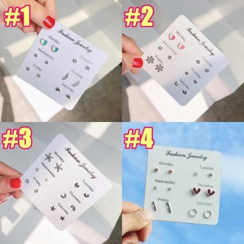 [COD] Anting Tusuk Set 6 Pasang / 7 pasang Fashion Korea Jepang Cantik Simple Elegan / 6 in 1 Anting Tusuk Earclip