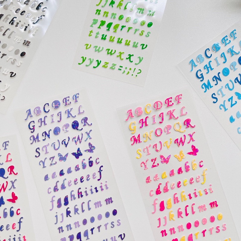 [kstuffind] Stiker Hologram Motif Huruf Alphabet Glitter DIY Sticker Deco Photocard Murah Abjad PC Holo Scrapbook Journaling