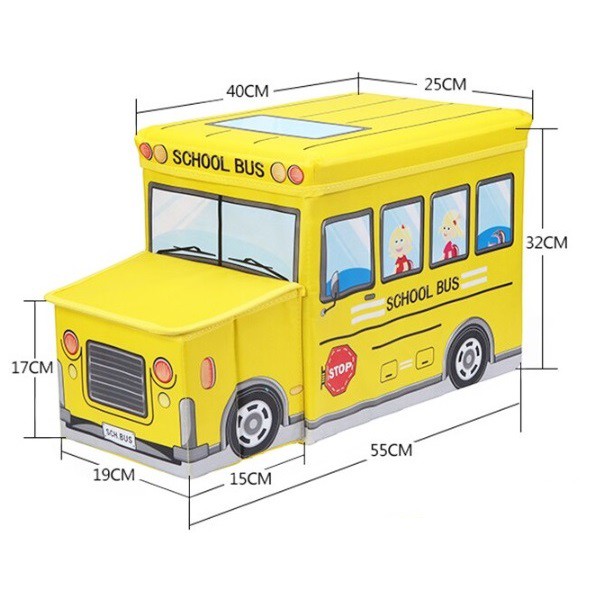 Storage Box Tempat / Kotak Penyimpanan Mainan Anak Bus Multifungsi