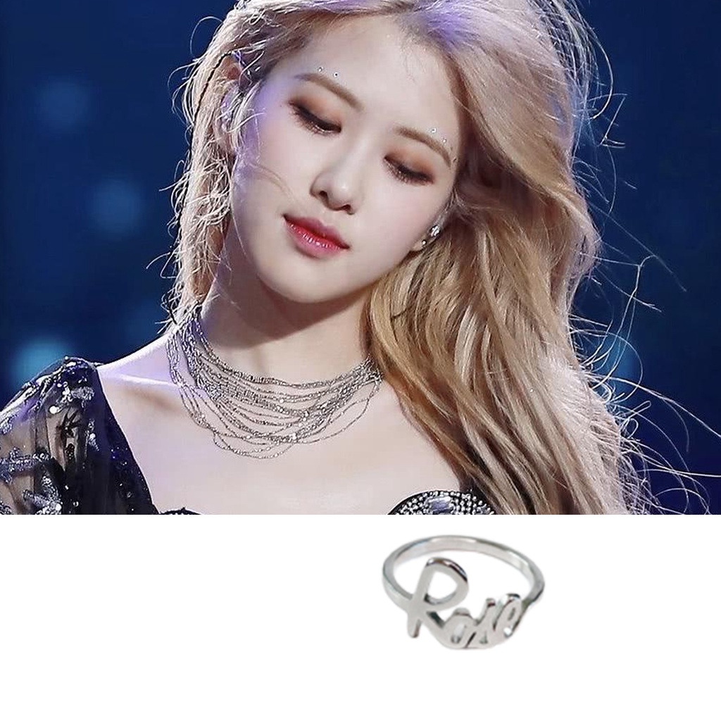 Hu Hu Hu Hu Hu Alat Bantu Pasang Kacamata♡ Cincin Desain Tulisan Blackpink Bahan Alloy Untuk Unisex