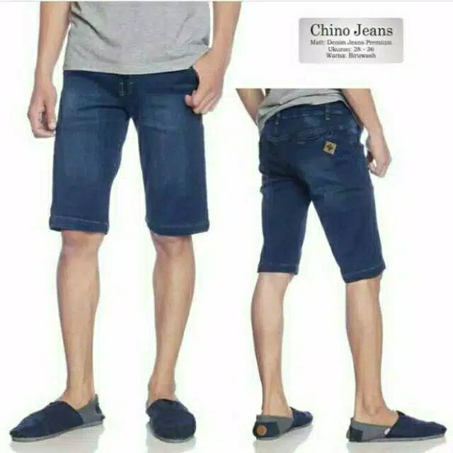 Celana jeans pendek casual slimfit pria remaja dewasa big size 27-38 / jeans warna biru navy