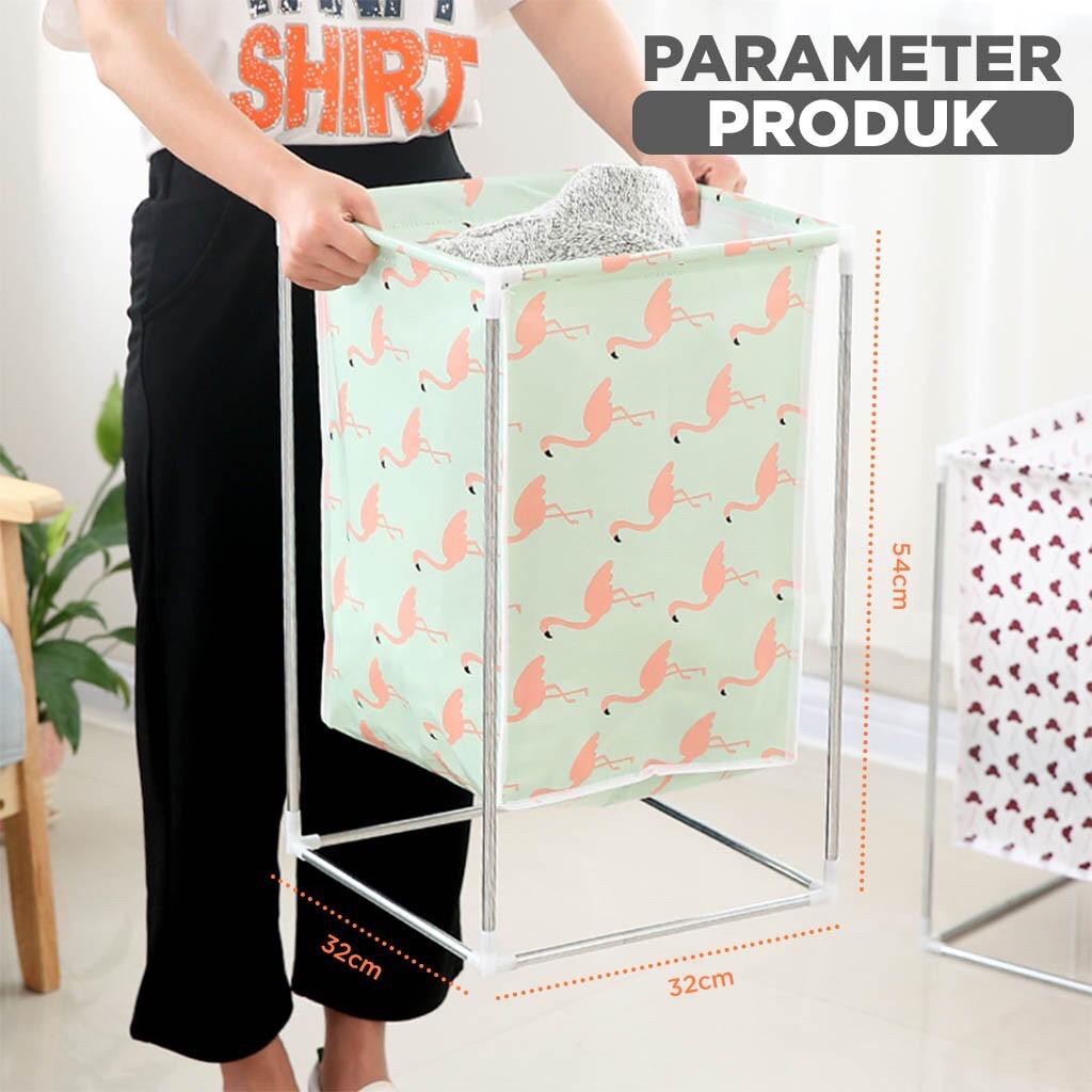 Keranjang Baju Serbaguna Laundry Bag Bahan Kain Kuat Stainless Steel Perlengkapan Rumah Tangga Import - G4 - Comforthomes