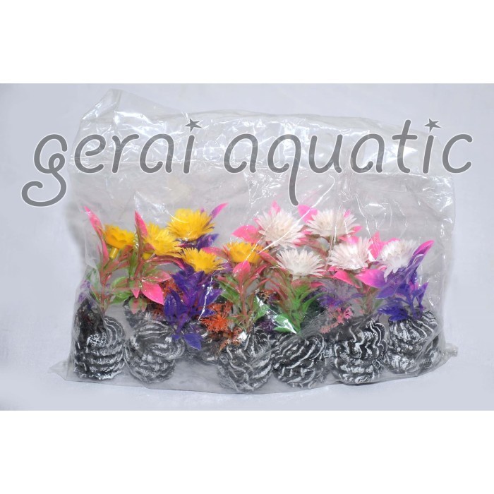10PCS Tanaman Plastik Aquarium tinggi 10cm