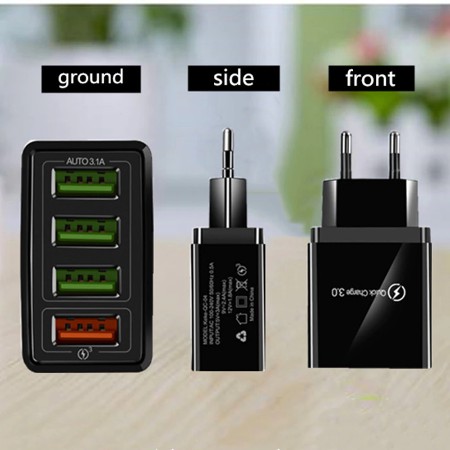 4 USB QUICK CHARGER 3.0 USB CHARGER SUPPORT ALL HANDPHONE ANDROID IOS