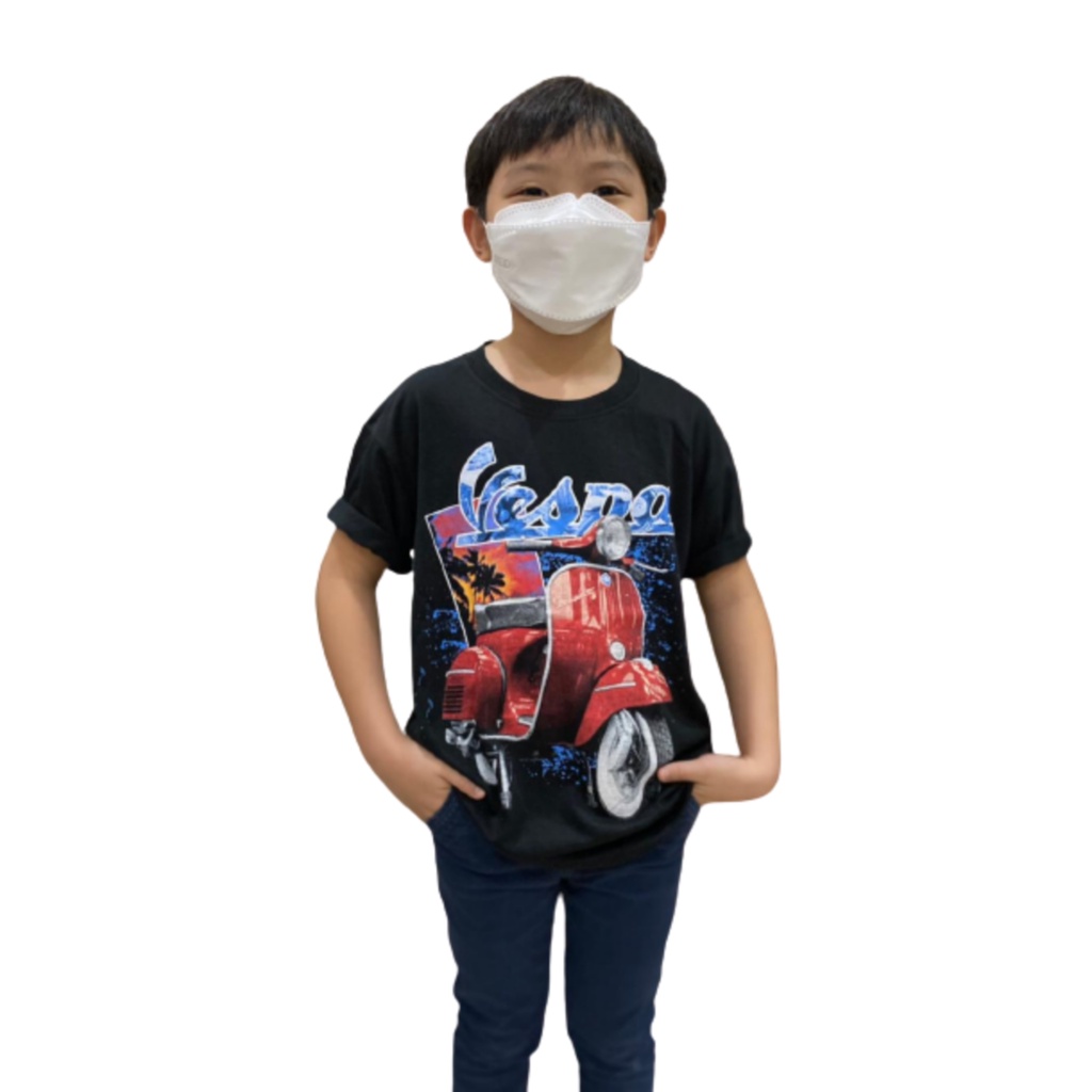 Kaos anak laki-laki gambar vespa merah velvet / kaos anak tanggung / shalch trendy