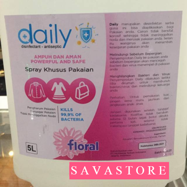 DESINFEKTAN DAILY DISINFEKTAN CAIR ANTISEPTIC BACTERIAL 5 LITER KHUSUS UNTUK PAKAIAN