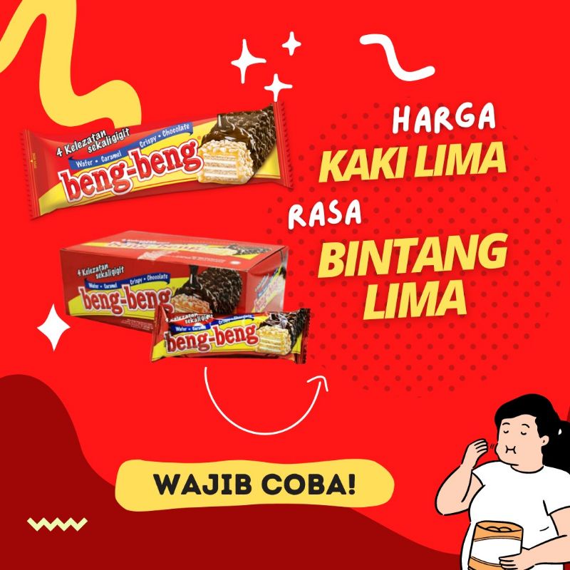 

Makanan Snack Wafer coklat MAYORA beng beng extra chocolate & karamel krispi