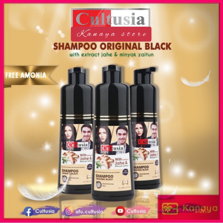 Cultusia Shampo Original Black dengan Ekstrak Jahe &amp; Minyak Zaitun 160ml